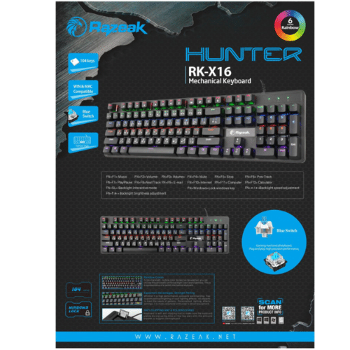 RAZEAK HUNTER RK-X16 Mechanical Gaming Keyboard (Thai Layout)