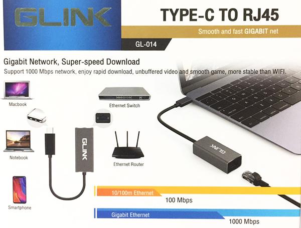 Glink GL-014A Type-C to Lan Smooth and Fast Gigabit Net