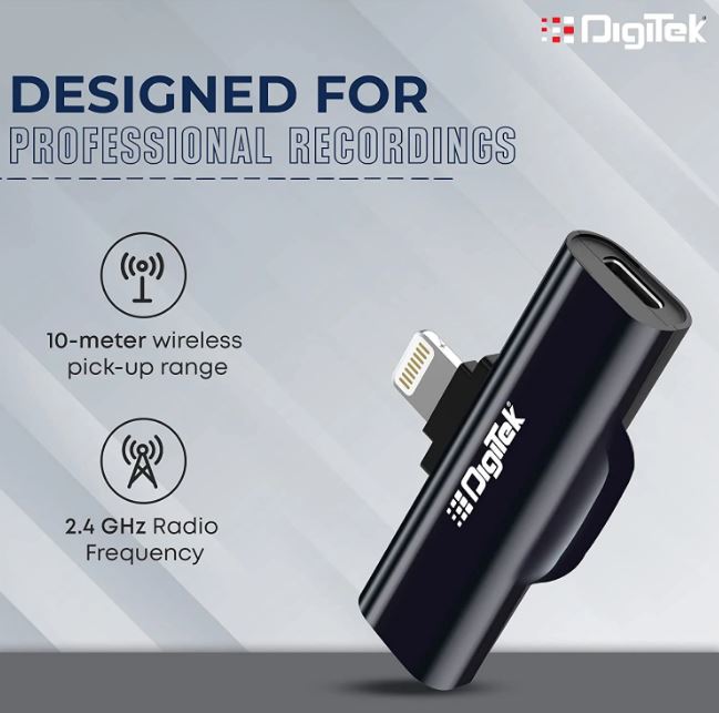 DigiTek DWM-002 Lightning Wireless Microphone &amp; Receiver 2.4GHz