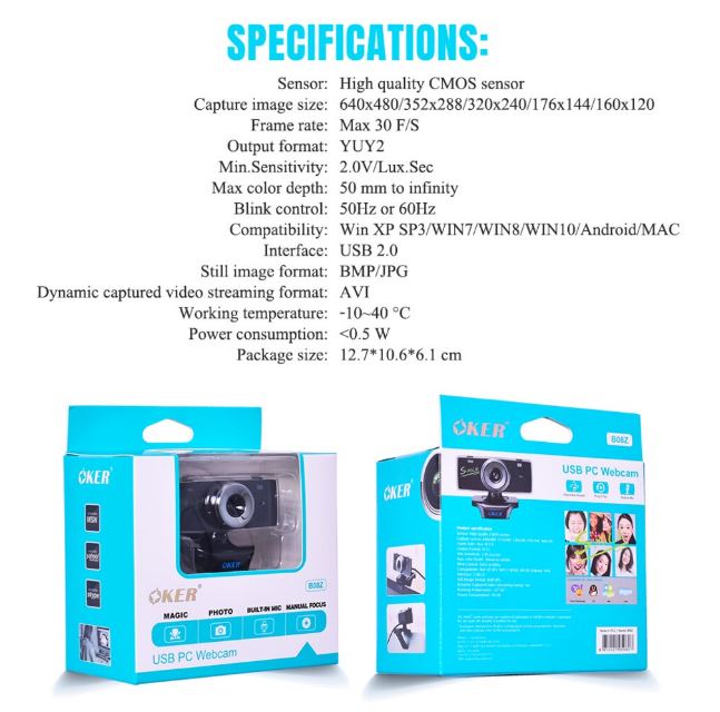OKER B08Z USB PC WebCam