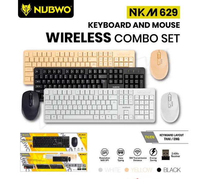 Nubwo NKM629 Keyboard &amp; Mouse Combo Set (White, Yellow)