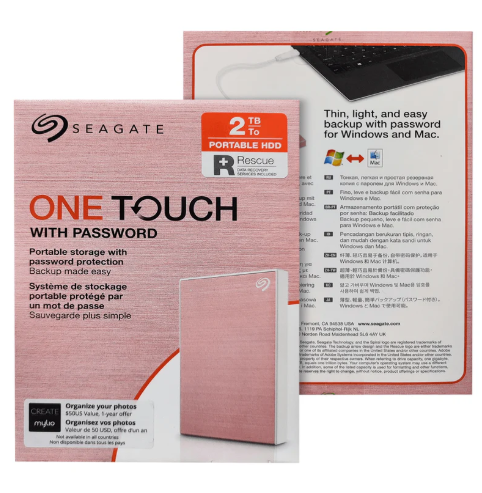 Seagate One Touch With Password 2TB (Rose Gold) - External Hard Disk
