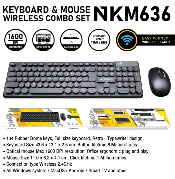 Nubwo NKM636 Wireless Keyboard and Mouse Combo