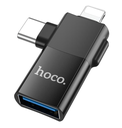 HOCO UA17 2-in-1 (iP &amp; USB-C) Male to USB Female Adapter