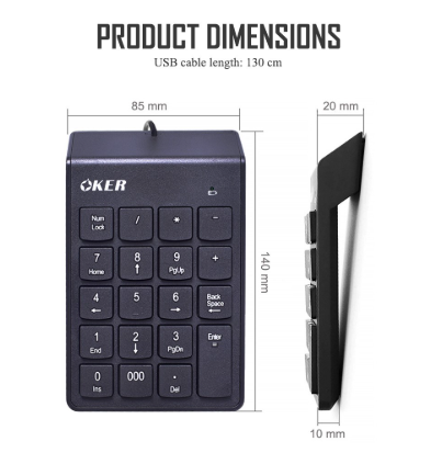 OKER Wired Numeric Keypad KP-972 (000)