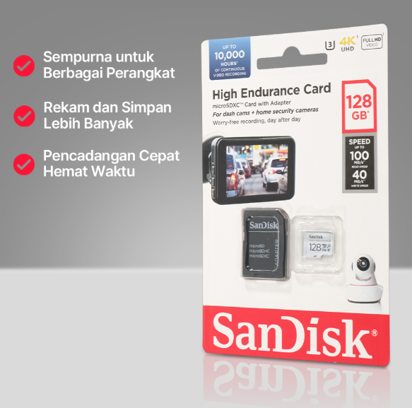 SANDISK Ultra microSDXC UHS-1Card 128GB(SDSQQNR-GN6IA) For CCTV