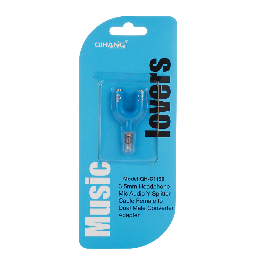 Music Lover 3.5mm Headphone Mic Audio Y Splitter (QH-C1190)