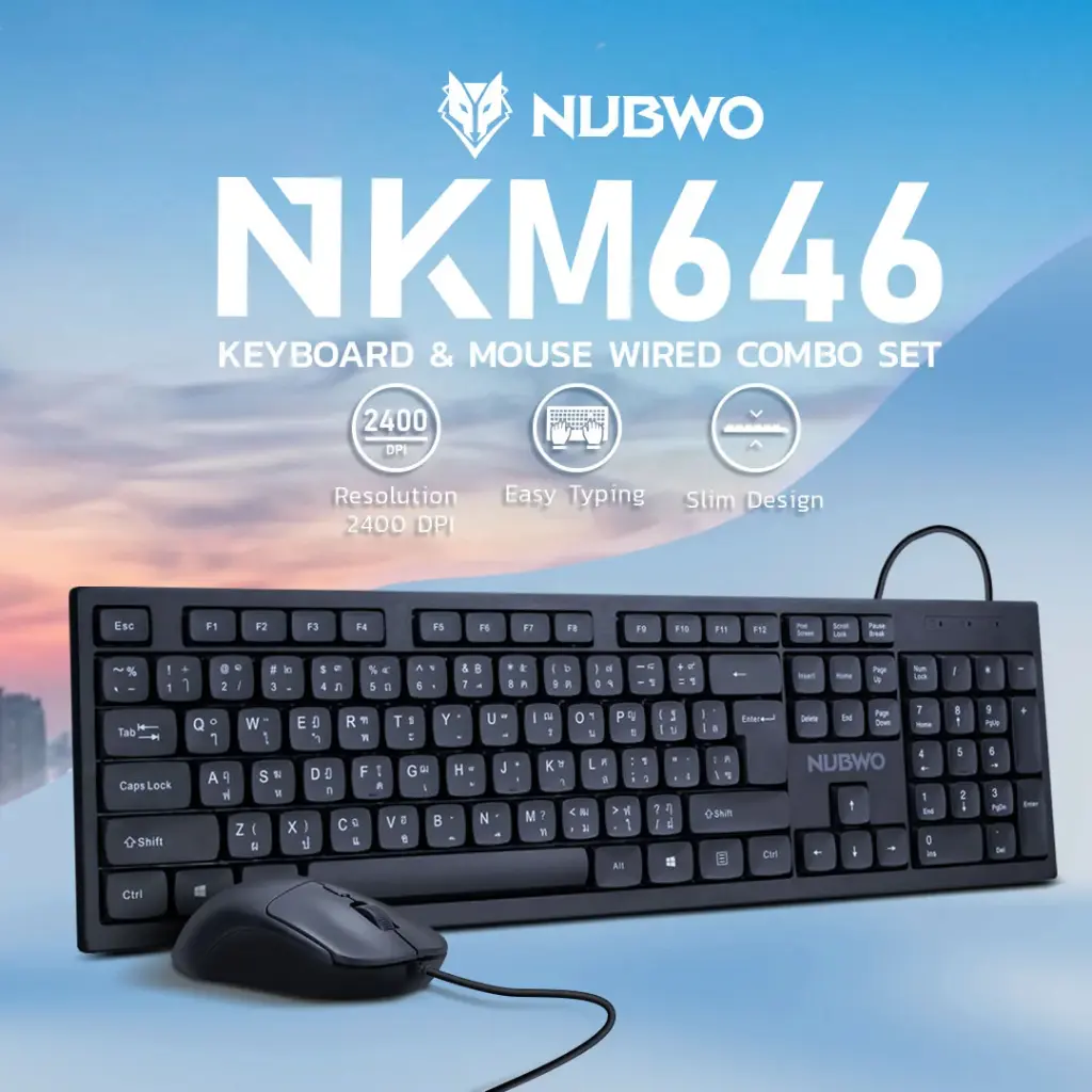 Nubwo NKM646 Wired Keyboard + Mouse Combo Set
