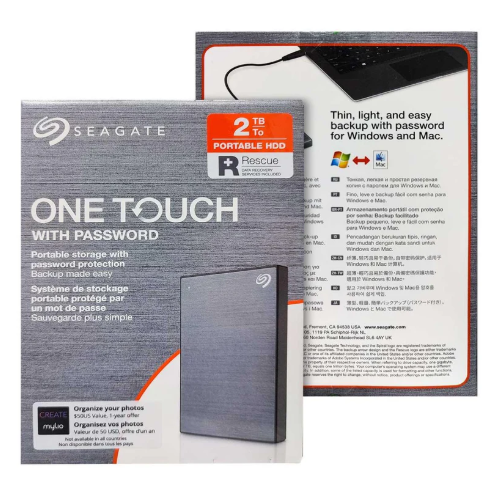 Seagate One Touch With Password 2TB (Space Grey) - External Hard Disk