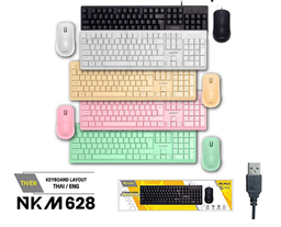 [128245] NUBWO NKM-628 Wired Keyboard &amp; Mouse Combo Set ( Mint, Pink, White)
