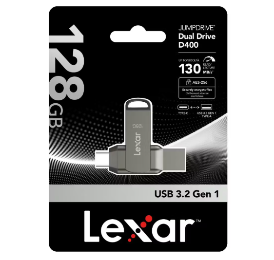 LEXAR D400 USB 3.1 Type-C/A 128GB Flash Drive