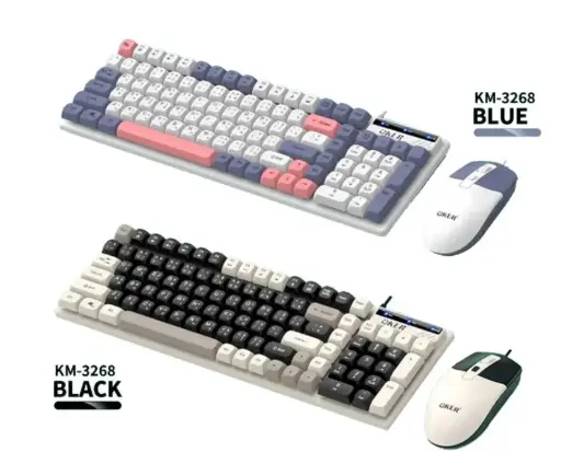 [P000502] Oker L-SHARK KM-3268 Colorful Wired Keyboard and Mouse Combo