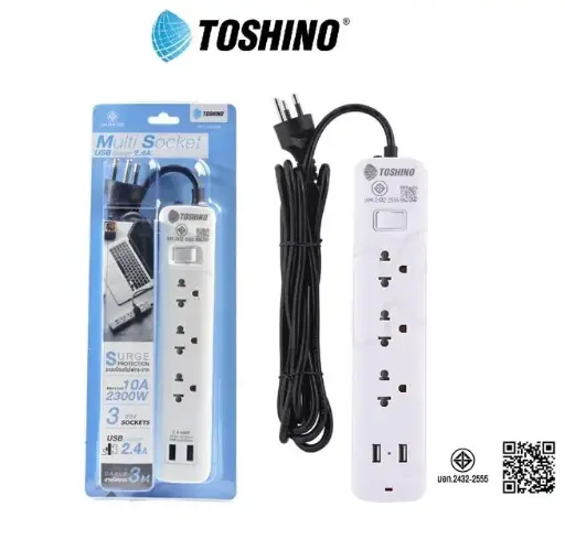 [P000193] Toshino SO-33 Multi 3 Socket 2 USB 3M
