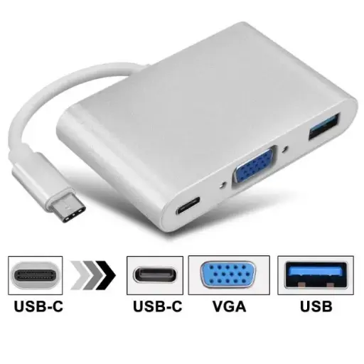 [C00049] Type-C to 3in 1 ( VGA , USB, Type-C) Converter